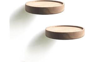 anaan Coracle Estantería de Pared Madera Redonda Baldas Flotante Estanterias de Pared Estante Colgante Mural Suspendida Exhibición para Plantas Vela Foto Decoracion Diseño Juego de 2 (Diámetro Ø12cm)