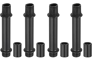 PATIKIL Kit Asta Lampada a Tubo Dritto, 4 Set M10 Acciaio al Carbonio 50mm Lunghezza Asta Filettata a Doppia Estremità con Dado Accoppiamento Manicotto Connettore per Lampade Tavolo, Nero