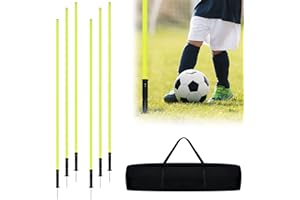 YRHome Lot de 6 barres de slalom de football avec articulation à ressort - Accessoires d'entraînement de football pour entraînement de coordination, slalom, football, sport canin - Jaune