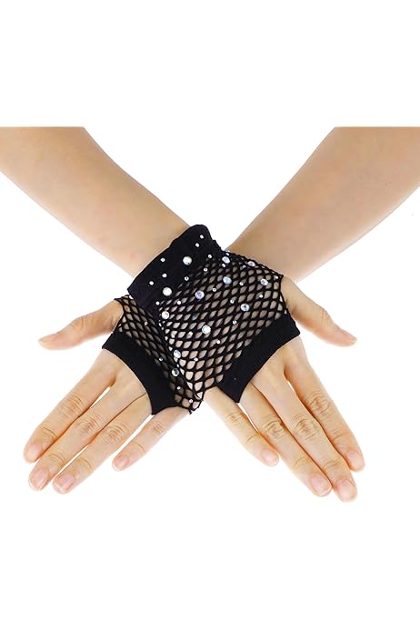 Guanti Lunghi Da Donna Con Paillettes - Senza Dita, Lucidi, Per Feste, Halloween, Serate E Costumi - Foto 7