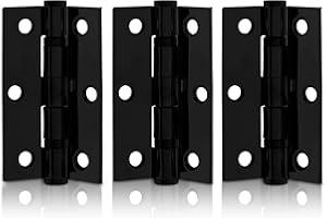 XFORT 3 Inch (75mm) Matt Black Ball Bearing Hinges, Steel Door Hinge for Wooden Doors (1.5 Pairs)