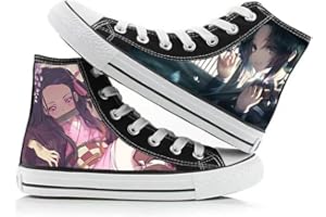 ANJINGUANG Popular Anime High Top Canvas Shoes Tanjiro Kamado Kanroji Mitsuri Tomioka Giyuu Fashion Canvas Shoes Leisure Lace-up Sports Shoes for Adult Woman Man Teen