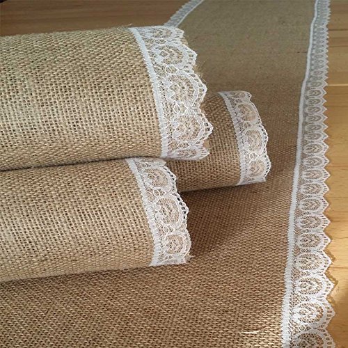 Juteläufer,10-Meterrolle!!!!!, mit Spitze, Tischläufer im Vintage Stil für Hochzeiten - 8