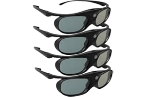 3D DLP Link Glasses, ELEPHAS 144Hz Rechargeable Active Shutter Eyewear for All 3D DLP-Link Projectors- Acer, ViewSonic, BenQ Vivitek, Optoma, Panasonic, Dell, Viewsonic etc (2 Pack) (5 Pack)