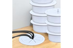 HEKOBAG 8 Stück Kabeldurchführung 60mm Schreibtisch Kabellochabdeckung Tülle Gummi Schreibtisch-Kabeltülle Kabel Loch Kabeldurchlass Weiß Kabelführung Organizer für Computertisch Arbeitsplatten