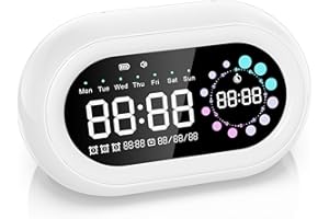 Tiuruku Sveglia da Comodino - Digitale Orologio da Tavolo Bambini da Scrivania Potente Smart Snooze a Pile Alarm Clock Adulti Damera da Letto Elettrica da Bagno a Batteria Con Luce Notturno USB C Cavo