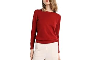 BIUBIULOVE FA Cashmere Crew Neck Sweater, Cashmere Sweaters for Women, Cashmere Long Sleeve Crew Neck Soft Warm Pullover Knit Jumpers