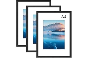 DTXDTech Lot de 3 cadres photo A4-21 x 29.7 cm - En bois - Noirs - Avec passe-partout - Pour certificats et certificats - Décoration de table - Noirs