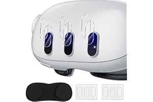 ALAFLY 6 Stück Kamera-Schutzfolie & 1 Stück Objektivabdeckung für Meta Quest 3, VR-Zubehör Inklusive Transparenter Hartglas-Linsenschutz, Weiche Haltbare Objektivabdeckung