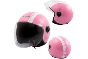 A-PRO Casco Moto Jet Omologato ECE 22 06 Visiera Grafica Bianca Rosa M