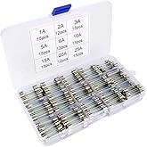 Gebildet 126pcs 6x30mm Fast-Blow Glass Tube Fuse, Quick Blow Car Glass Tube Fuses Assorted Kit (AMP 1A 2A 3A 5A 6A 10A 15A 20