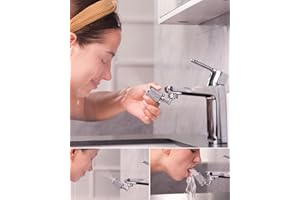 Hibbent SPA Mode Aérateur, Aérateur de Robinet Pivotant à 720 Degrés, Mousser Universel avec 2 Fonction de Jet, Gargarisation, Spa Facial et Lavage des Yeux, Filetage Mâle 24mm (M24), Chrome