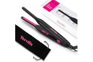 Terviiix Mini Lisseur pour Cheveux Courts, Mini fer à Lisser en Céramique, Petit fer à Lisser Portable, Arrêt Automatique, Aempérature Réglable, Double Tension, Rose