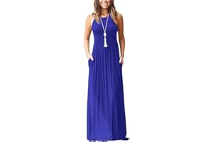 PCEAIIH Women's Casual Sleeveless/Long Sleeve Maxi Dress Loose Long Dresses with Pockets