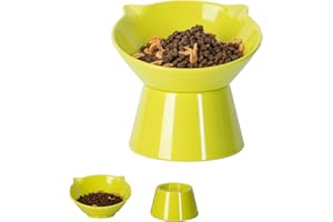 VOOTUN Gamelle Chat Surélevée pour Nourriture et Eau - Inclinable à 15° pour Réduire la Pression du Cou - Facile à Nettoyer - pour Chats et Chiens de Petite Taille - Vert