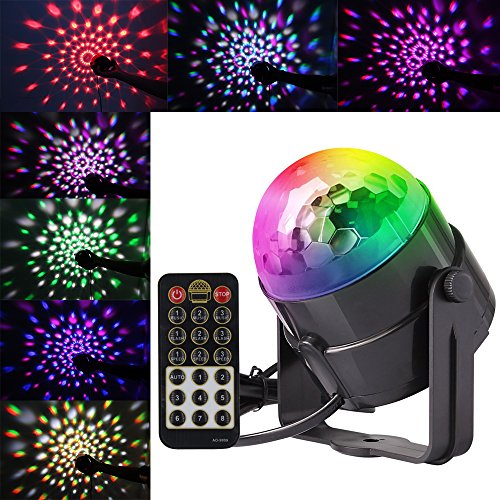 Disco Ball-Disco Party Lights with Remote Upgraded Mini 5W 5 Colors 7 Lighting Moods Sound Activated LED Stage Lights Projector, Mirror Rotating Glitter Crystal Balls Bulbs for KTV Club Dance Party Bar Garden Wedding Celebration Decor Lights Show