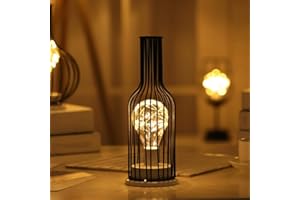 Osairous Luce notturna Retrò Ferro, Lampada da Tavolo Creativa Bottiglia di Vino, Lampada Notturna Del Filo di Rame per Casa Ristorante Hotel