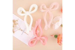 Kesfey 3 Pcs Bow Hair Claw Clip for Women Cute Large Hair Claws Nonslip Fashion Bow Hair Claw Clips Butterfly Hair Accessories Gifts for Women Girls Thick Hair