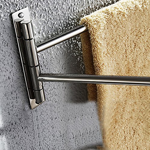 KES Badetuchstange mit 2 bewegliche, aus hochwertigem Edelstahl, zur Wandmontage, Chrome, A2102S2 - 4