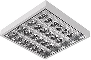 Vetrineinrete® Plafoniera ad incasso con griglia 4 neon t8 g13 18w 220v 60 cm lampada da soffitto illuminazione ufficio supermercato garage 60 x 60 cm 19730 P40