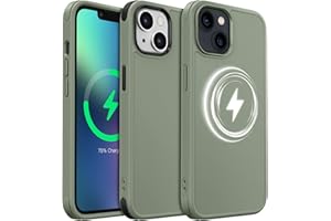 MobNano Magnetisch Hybrid Silicon Hülle für iPhone 13 Hülle, iPhone 14 Hülle [Kompatibel mit MagSafe][2-Sets Bumpers] Stoßfest Schutzhülle Magnet Dünn Handyhülle iPhone 13 14 Case Calke Grün