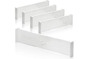 Lighterday 4-pak regulowanych przegródek do szuflad, rozszerzalne plastikowe organizery do szuflad na ubrania kuchenne, organizer do szuflad, do kuchni, sypialni, biura, na biurko, 4-pak