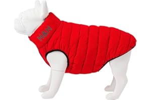 HUGO & HUDSON Reversible Dog Puffer Jacket, Windproof Water Resistant Coat, Red & Navy, S30