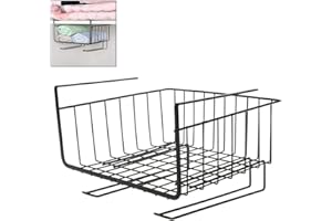BSTCAR Cesta colgante de metal, estante de almacenamiento, cesta para armario, cesta colgante para estantes, cesta de almacenamiento debajo del armario, cesta de almacenamiento, armario, estantería,