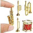 Odoria 1/12 Scale Dolls House Miniature Musical Instruments 5Pcs Tiny Mini Plastic Brass Instrument Saxophone Trumpet Trombone Miniatures Dollhouse Decoration Accessories