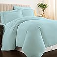 Pizuna Pure Combed Cotton Double Duvet Cover 200x200 cm Baby Blue, 400 Thread Count Cool Breathable 100% Long Staple Cotton Sateen Weave Quilt Cover & 2 Pillowcases (Baby Blue Bedding Set)
