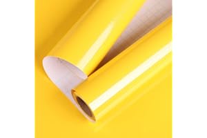 Livelynine Carta Adesiva per Mobili Bambini Pareti Armadio Stanzetta Giallo Lucido Carta da Parati Bambini Cameretta Rotolo Adesivo per Mobili Bambini Pellicola Adesiva Gialla Autoadesiva 40CMX2M