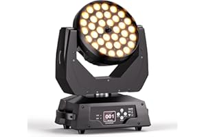 COOLIGHINE 36X10W Cabeza Movil LED DMX512 Zoom Beam Wash Efecto Luces RGBW 4 en 1 Iluminación de escenario para Navidad Fiestas DJ profesional Conciertosventos