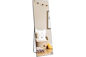 ‎HORLIMER HORLIMER Full Body Mirror, Black, 150 x 41 cm, Flexible Standing Mirror & Wall Mirror, Clear Vision, Safety Glass, Perfect for Bedroom & Dressing Room