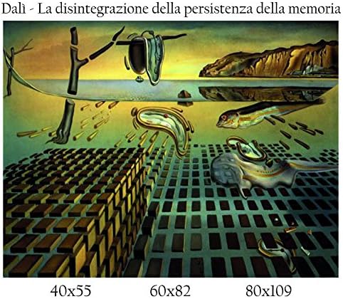 Canvas print canvas 100% Quality Italy – Dali – The Disintegration of the Persistence of Memory Module Painted Effect Gift Idea Home Framework Kitchen Bedroom Living Room 60x82