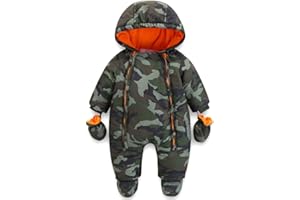 JiAmy Baby Toddler Girls Boys Winter Hooded Romper Snowsuit with Gloves Booties Cotton Jumpsuit Outfits 3-36 Months