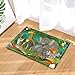 Produktbild cdhbh Safari Wild Animal für Kinder Decor Elefanten und Giraffen Familie in Forest Bad Teppiche rutschhemmend Fußmatte Boden Eingänge Innen vorne Fußmatte Kinder Badematte 39,9 x 59,9 cm Badezimmer Zubehör