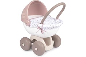 Smoby - Baby Nurse - Landau Câlin - pour Poupons et Poupées - Roues Silencieuses - Bac de Rangement - Tissu Lavable - 220377