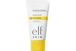 e.l.f. SKIN Suntouchable! Whoa Glow SPF 30, protector solar y imprimación de maquillaje para un acabado radiante, con ácido hialurónico, vegano y libre de crueldad, Sunburst