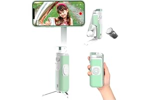 PowerVision S1 Smartphone Gimbal, 3-Axis Phone Stabiliser with Built-in Tripod, Wireless Power Bank and AI Tracking Faces, for Vlogging or TikTok (Magnetic Car Mount Kit, Green)