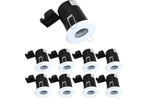 Wondlumi 8X Fire Rated Downlights for Ceiling White IP65 LED Downlights Bathroom GU10 Recessed Ceiling Light Fitting 240V for Shower Kitchen Bedroom - No Bulbs