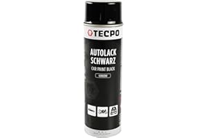 TECPO Lackspray schwarz glänzend, 500ml Autolack Rallyschwarz Sprühlack Farbspray mit hoher Deckkraft für Innen- und Außenbereich