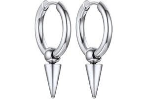 FOCALOOK Orecchini Uomo Cerchio in Acciaio Inossidabile, Orecchini Acciaio Chirurgico Argento/Nero/Oro, Orecchino Uomo Pendenti Tondi Punk HipHop Confezione Regalo