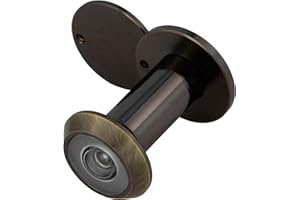 Amig Super-Wide Angle Brass Door Viewer | Easy Install, Scratch-Resistant, Enhanced Security for Homes | Leather, Ø14mm, Door Thickness 35-60mm