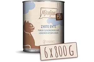 MjAMjAM - Mokra karma Premium dla kotów - Czysta mięsna przyjemność - Delikatna kaczka pur, 6-pak (6 x 800g), bezzbożowa z dodatkowym mięsem