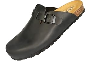 GONKOS®, Zuecos de Piel con Plantilla de Corcho, Piel Autentica, Corcho Natural, Hebilla Ajustables al Pie, Sandalias Hombre/Mujer, Suela Antideslizante EVA, Sandalias de Calidad Hechas en España