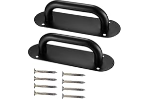 Xingwenhao Juego de 2 Manijas para Puertas Corredizas, Manijas para Puertas de Granero, Manijas con Placa Trasera, Manijas de Tracción con Placa para Manijas, Manijas para Portones