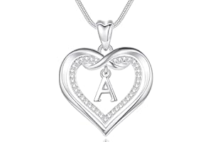 EUDORA Harmony Ball Collar del Nombre Inicial de Corazón para Mujer, Colgantes Inicial Collares A-Z Alfabeto, Plateado Joyería con Letras Original Regalo para Mujer Madre Hija Hermanas Niña, 50,8CM
