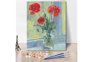 TISHIRON Vase DIY Paint by Numbers for Adults Flowers Paint by Number Kits on Canvas with Brushes Abstract Floral Oil Hand Painting Art Crafts for Home 16"x20"(Frameless)
