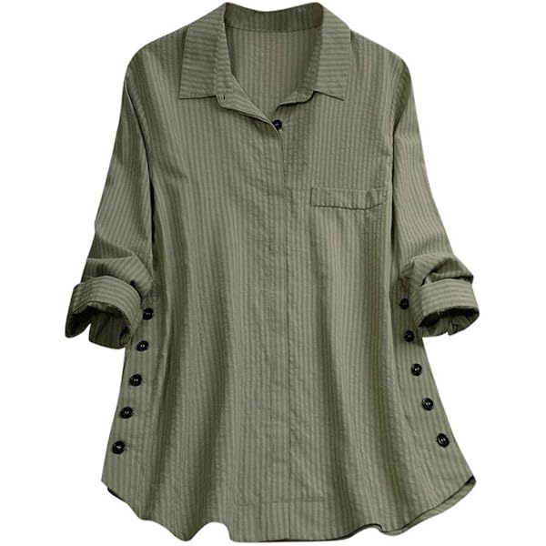 VALOLIA Women's Cowl Neck Long Sleeve Tunic Top - Loose Fit, Button Detail, Knit Fabric - View #13