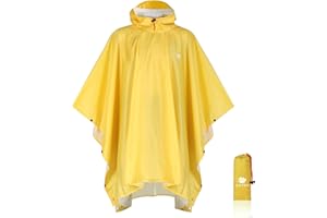 Anyoo Wodoodporny Ponczo, lekki, wielokrotnego użytku, ripstop, wielofunkcyjny wodoodporny oddychający z kapturem, składany pokrowiec ochronny na dole, idealny na zewnątrz, na kemping, turystykę,